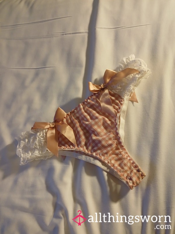 Ready For Your Request. Pink And White Gingham Panties With Bows