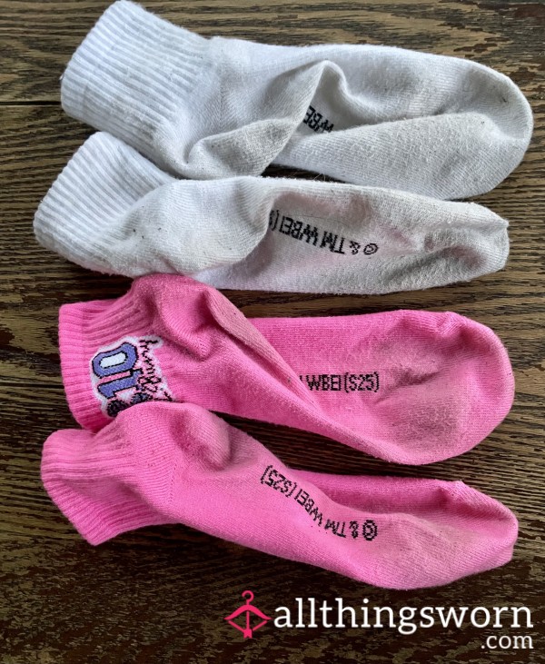 Ready To Ship Dirty Pink & White Socks