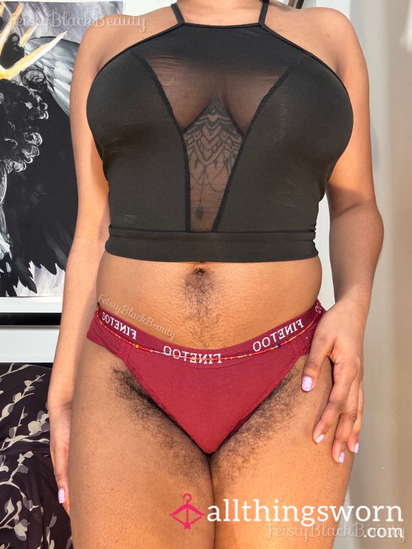 Ready2Ship Red Cotton Bikini Panties (Hairy, Ebony, Hairy Bush, Hairy Girl, Stinky, No Shower, Multi Day, Masturbation)
