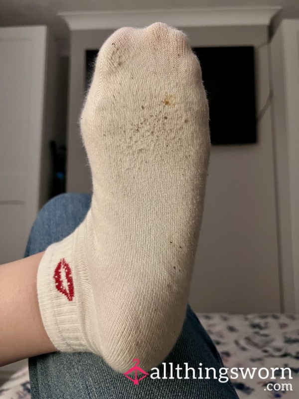 Grubby White Socks With Kisses