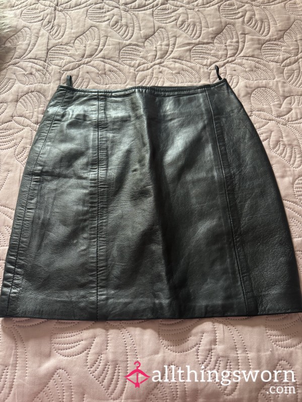 Real Leather Skirt Black Size 6 Who Wants To Rub There D*ck All Over It 😜😜😜😜