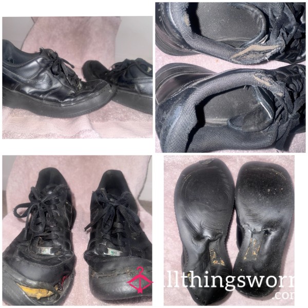 🖤 REALLY WELL WORN BLACK AIR FORCE 1s 🖤