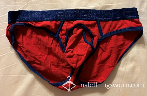 Red Almost Naked Briefs With Pouch Size XL