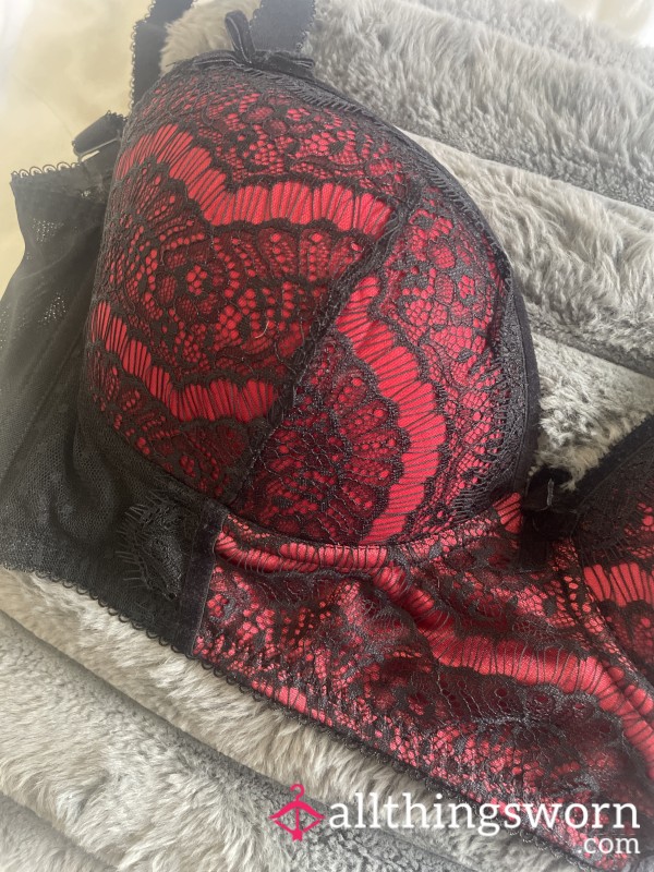 Red And Black Lace Bra