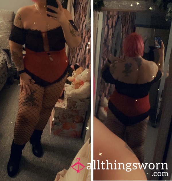 Red And Black Plus Size Body Suit , Includes Free Delivery U.K.