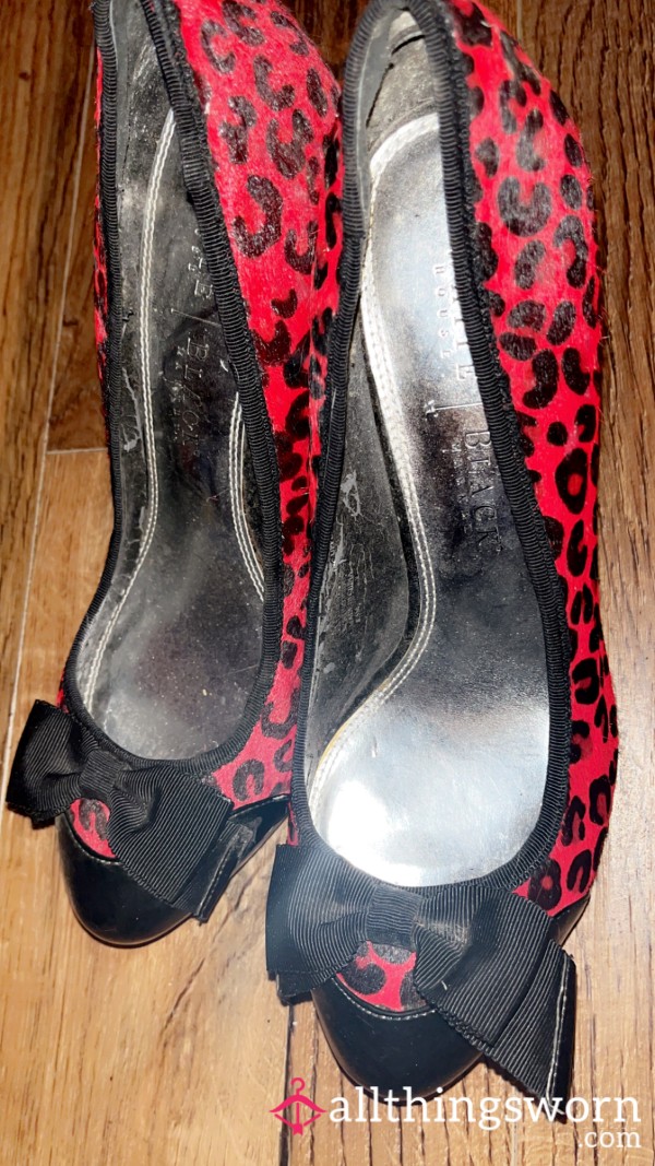 Red And Black Retro Leopard Print Heels 🖤💋