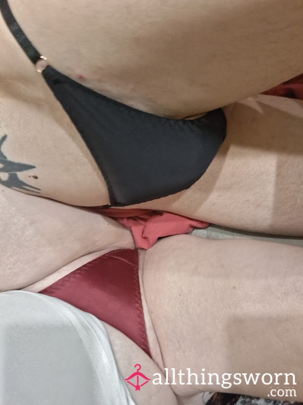 Red And Black Satin Thongs