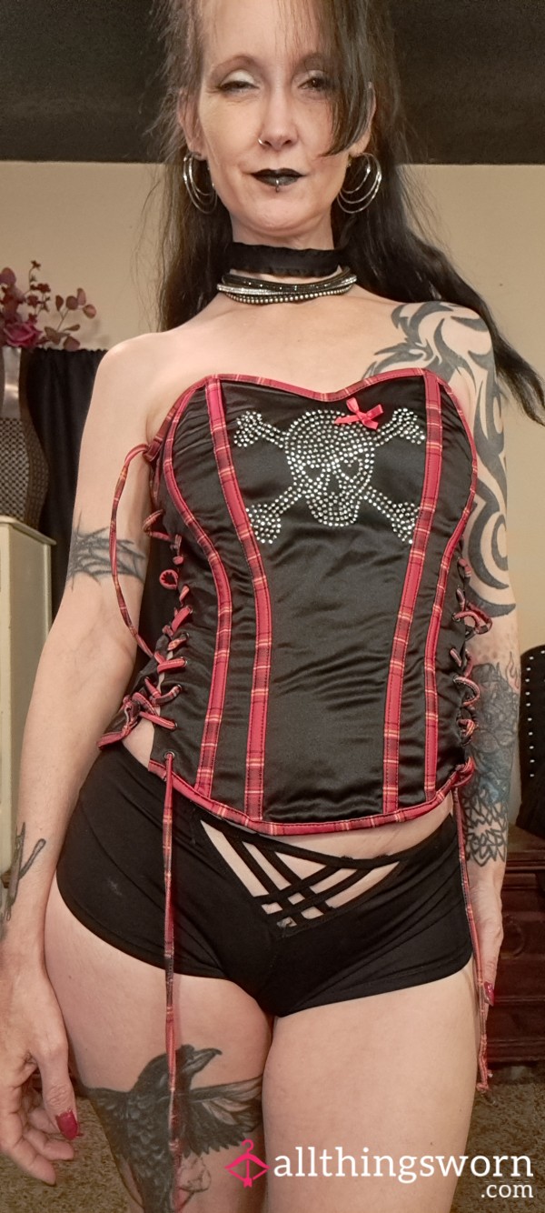 Red And Black Skull Corset - Size Small