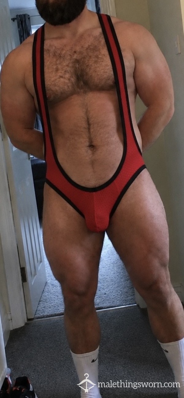 Red And Black Mesh Mankini Style Jockstrap