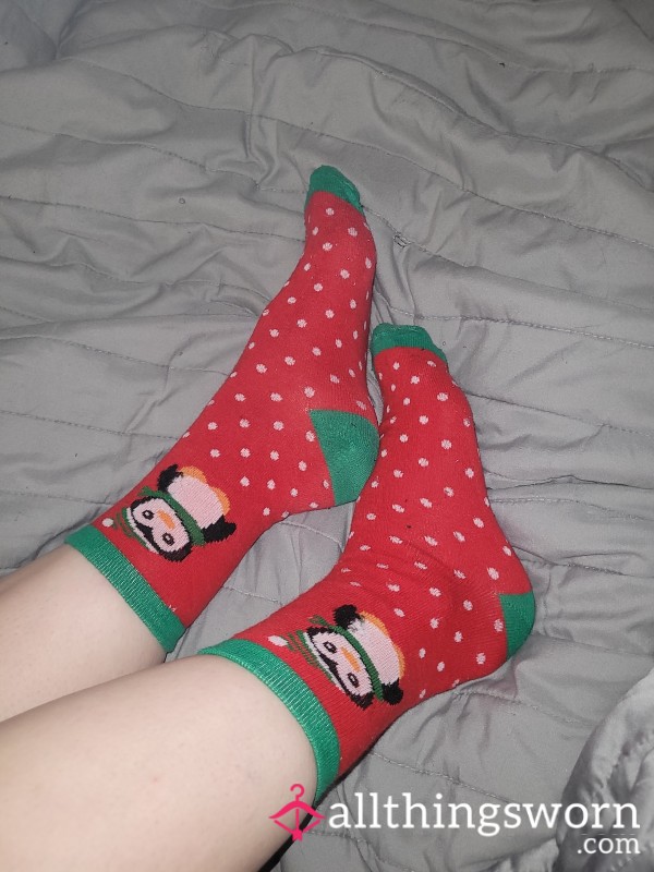 Red And Green Penguin Socks