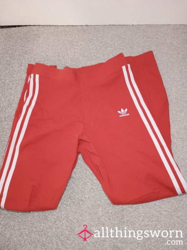 Red And White Adidas Leggings ♥️🤍