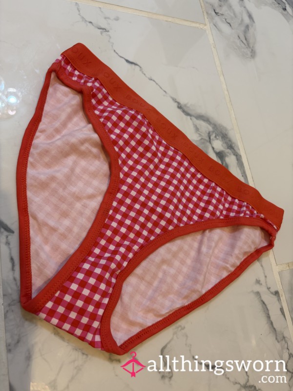 Red And White Full Back Checkered Panties Boux Avenue