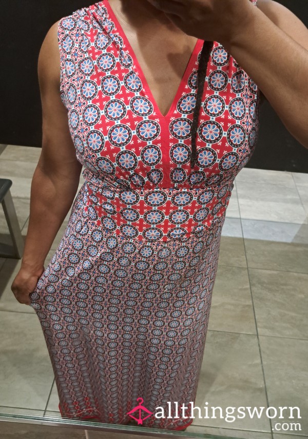 Red And White Maz Azaria Maxi Dress SzL