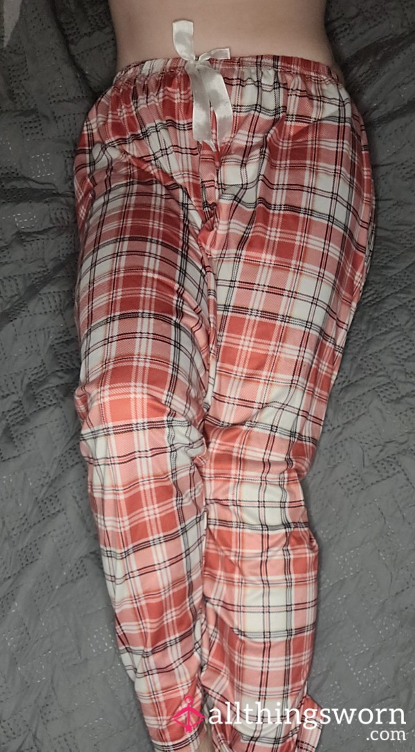 Red And White Silk Pyjama Trousers  - Size Medium - C*ms With 2 Nights Sleep And POW
