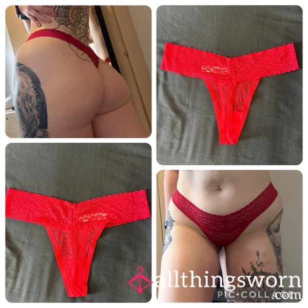 Red Animal Print Thong