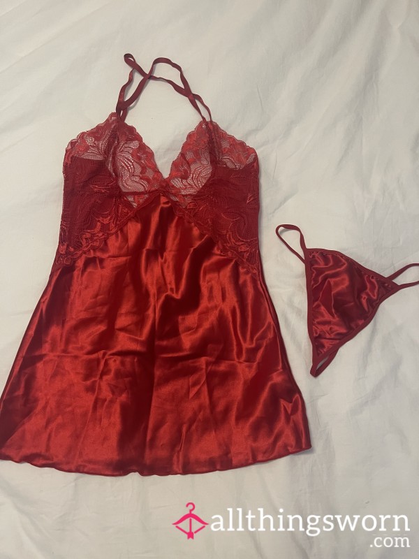 Red Baby Doll With Matching Thong ❤️