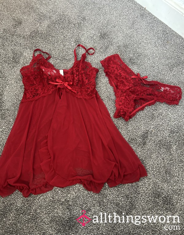 Red BabyDoll Comes With Red Lace Thong 💋