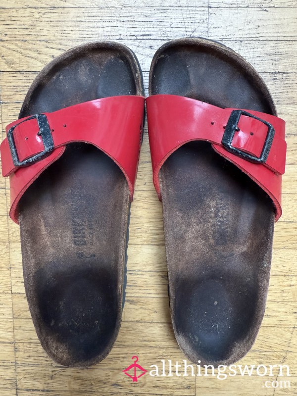 Red Birkenstocks 5+ Years Worn Extremely Strong Scent