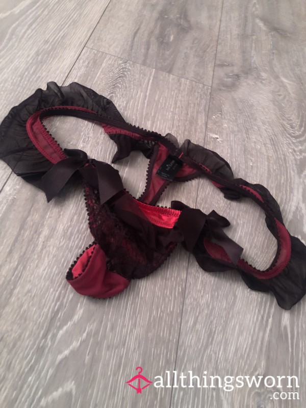 Red Black Lace Thongs
