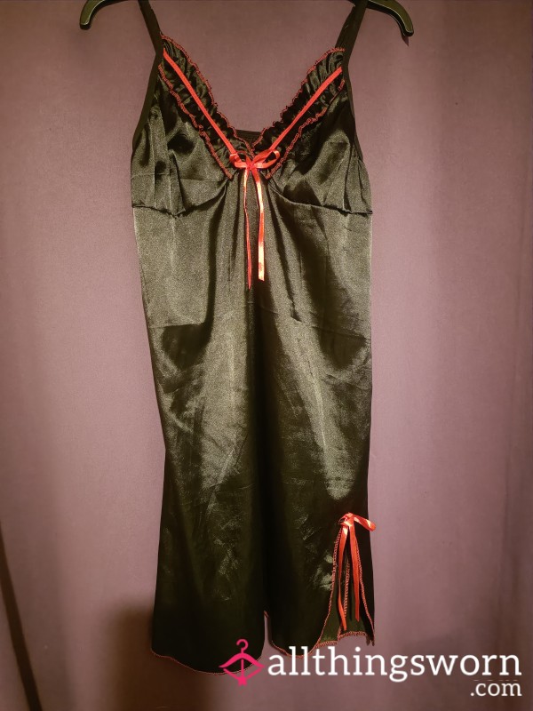 Red & Black Silky Nightie