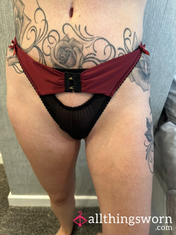 Red & Black Thong Well Used