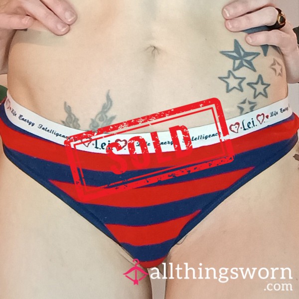 ❤️ RED & BLUE STRIPED LEI THONG 💙