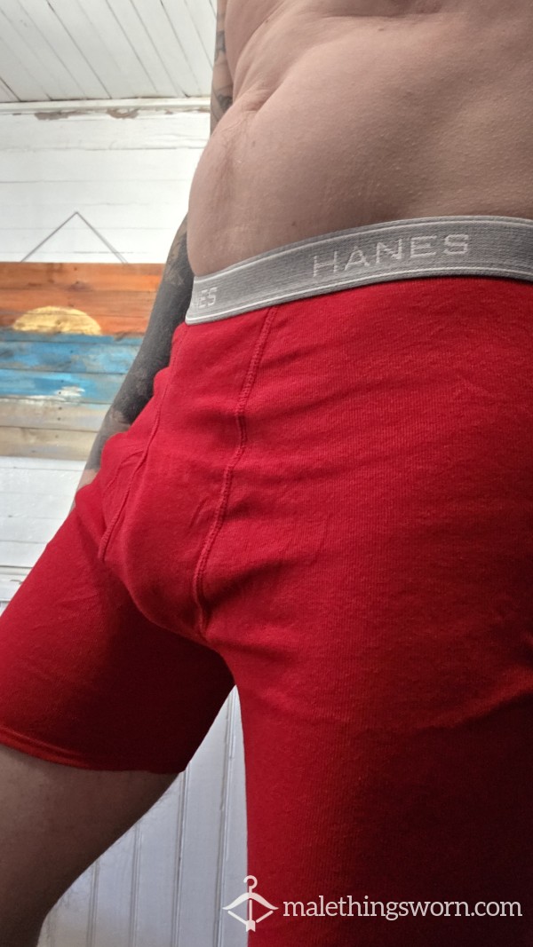 Red Boxer Briefs Ready To Be Customized To Your Liking.