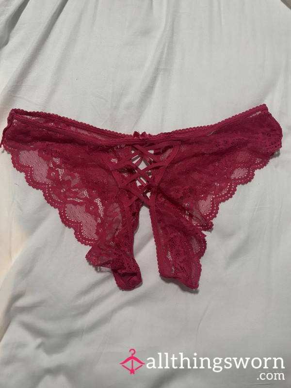 Red Corset-Style Open-Bottom Panties (USED)