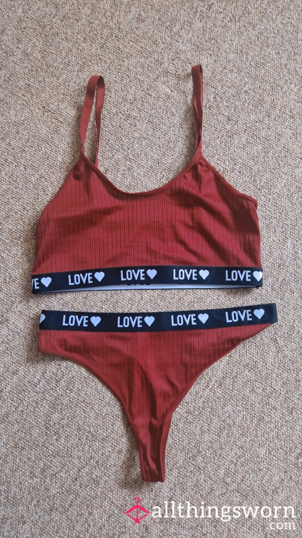 Red Cotton Bra & Thong Set