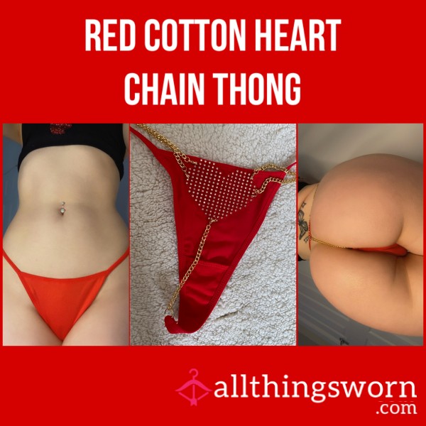 Red Cotton Heart Chain Thong♥️