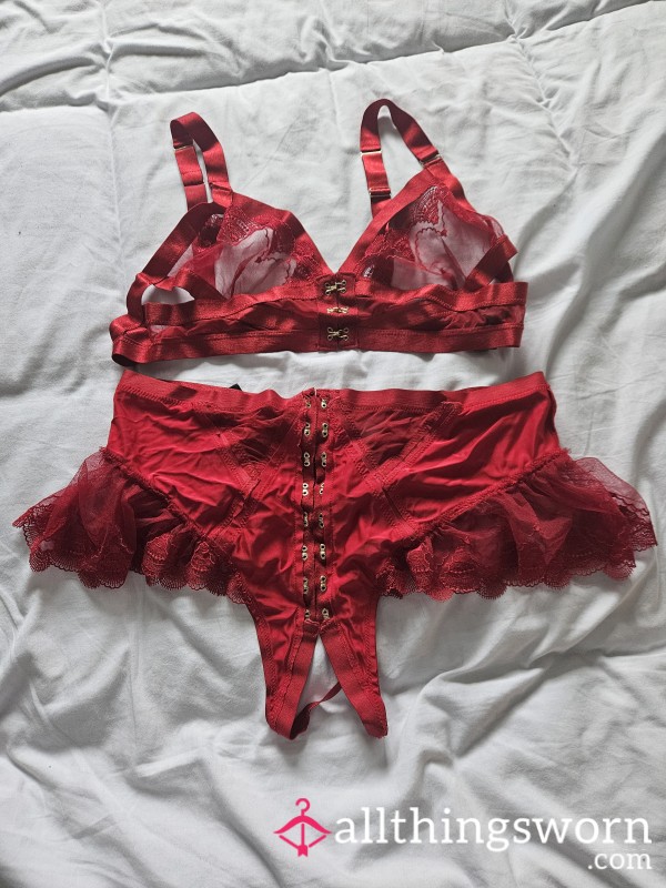 Red Crotchless Set