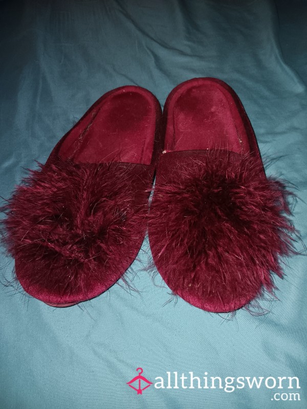 Red Feathery Stinky Slippers