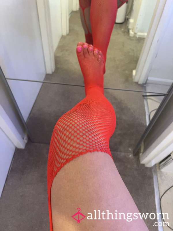 Red Fishnet Bodysuit