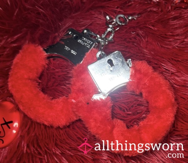 Red Fluffy Handcuffs With Key