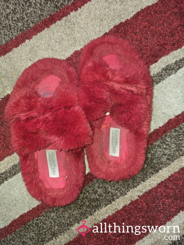 Red Fluffy Slippers