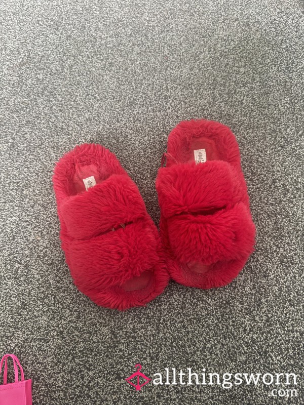 Red Fluffy Slippers
