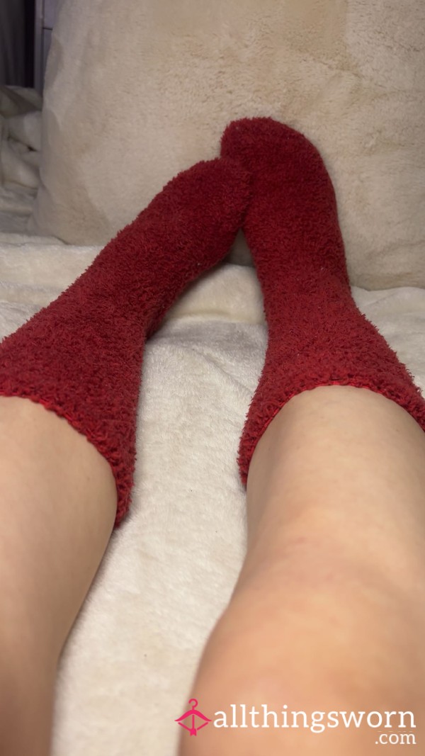 Red Fluffy Socks