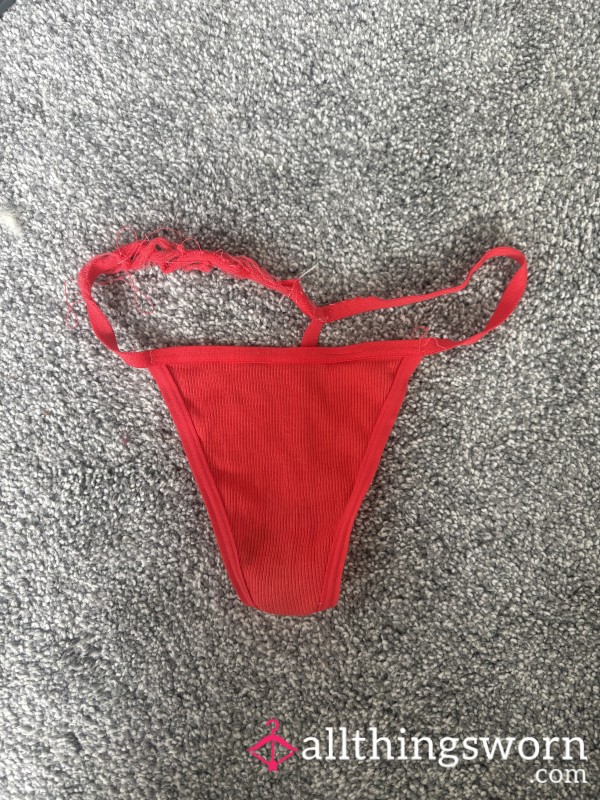 Red Frayed Thong