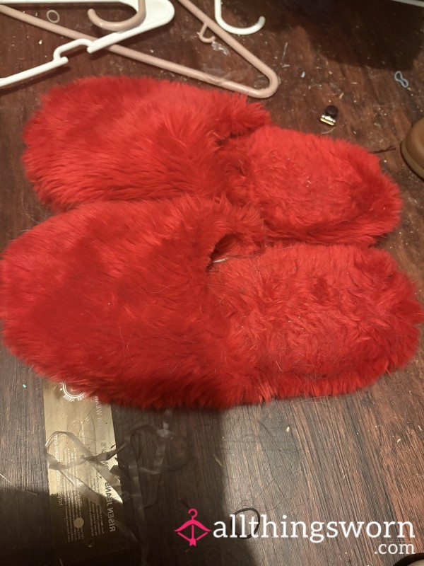 Red Fuzzy Slippers