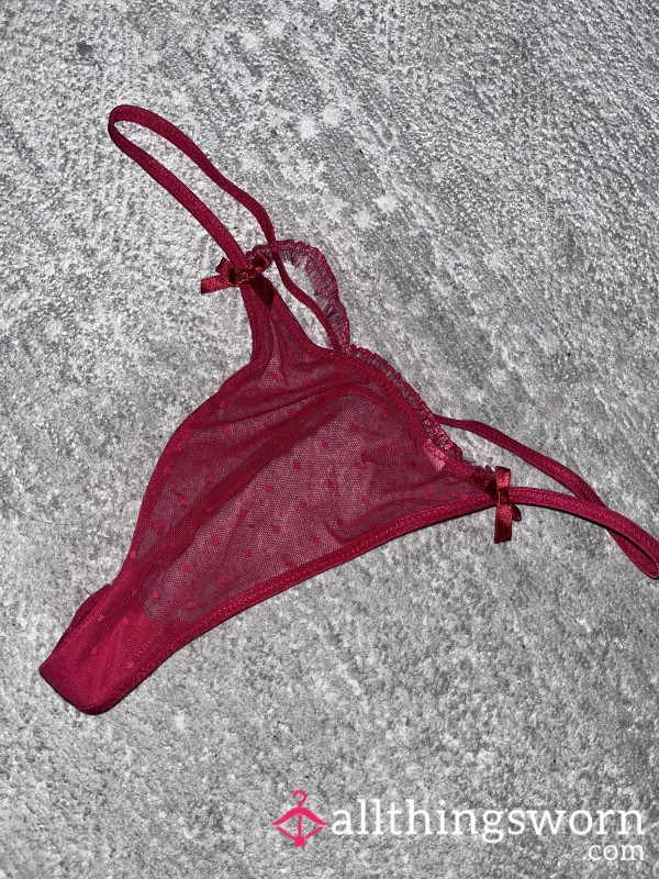 Red G String Well Worn, Rip To The Lace