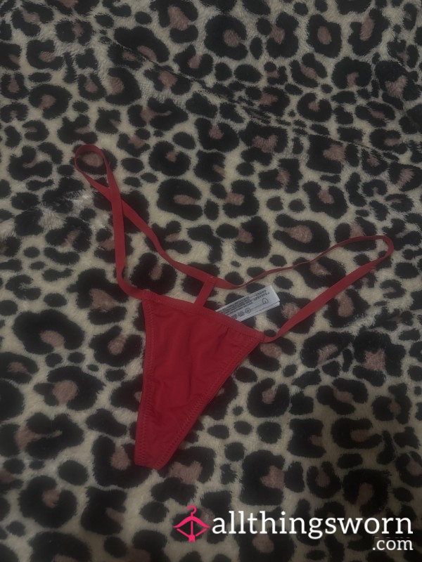 Red G String, Worn 7 Hours Throughout My Day Studying And At The Gym 😚