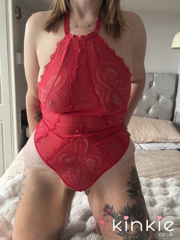 RED HALTER NECK LACE BODY SUIT 😈 C*m DRESS FOR ME SISSYS