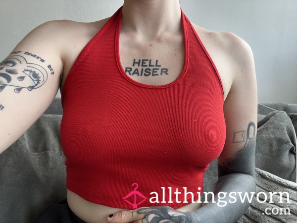 Red Halter Neck Top Size XS