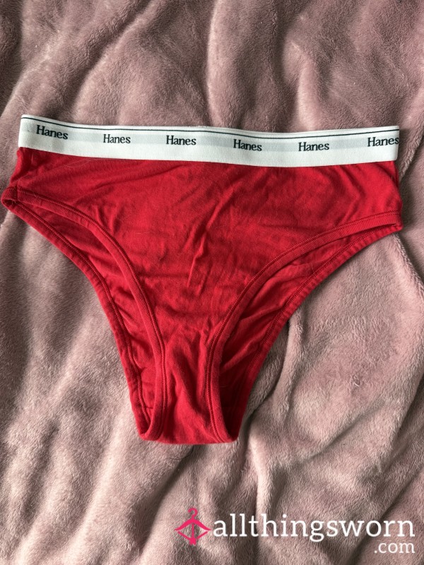 Red Hanes High Cut Briefs Size M