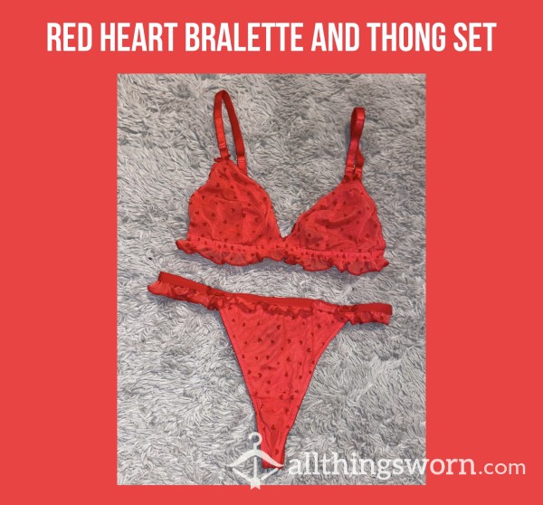 Red Heart Bralette And Thong Set❣️