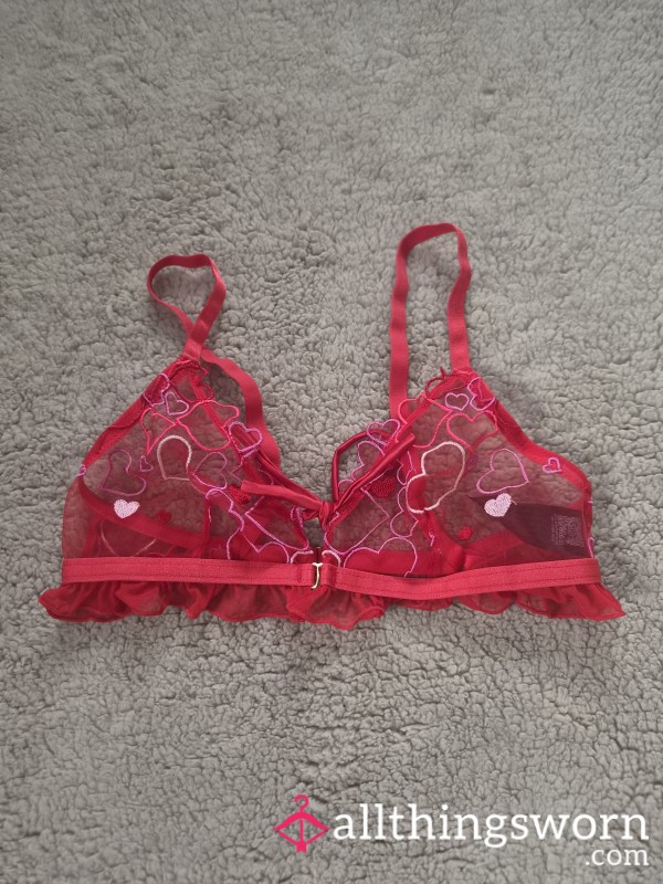 Red Heart Mesh Bra
