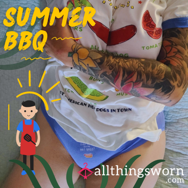 🌭🔥 Red Hot American Summer Set: Hotdog Themed T-Shirt & VS Panties