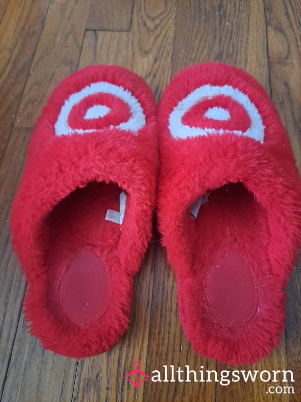 Soft Furry Red House Slippers