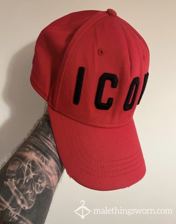 Red ICON Gym Cap – Well Used – Heavy Workout Wear