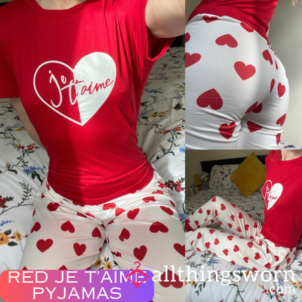Red Je T’aime Long Pyjama Set ♥️ Soft Material, Size Small 🌸 14 Night Wear 💦